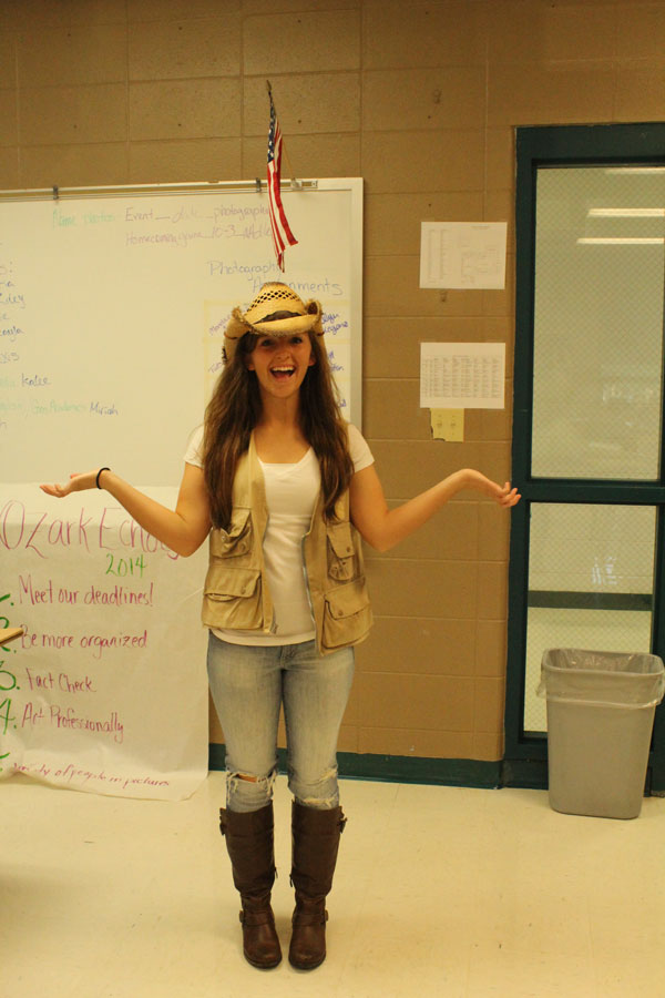 Senior Julie Franklin dressed as a tourist for African Safari day.   