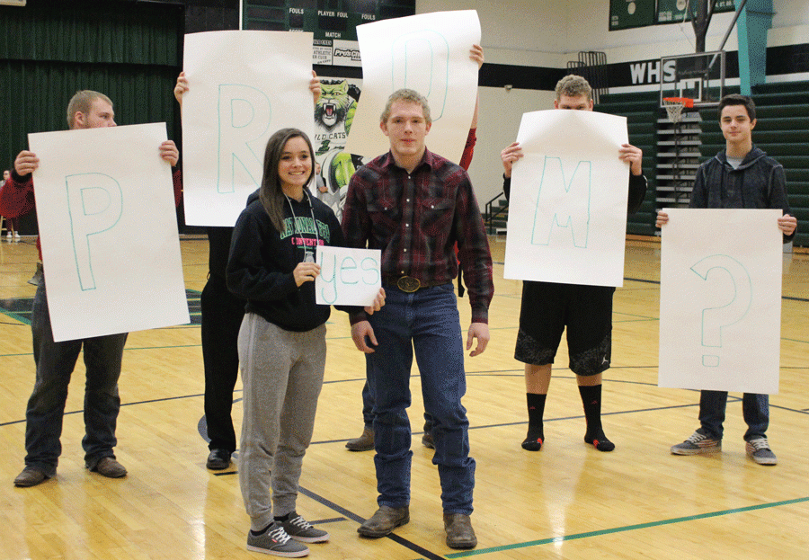 Junior Cierra Sawyers said yes to Junior Michael Pierce’s promposal invitation. This will be Sawyers first prom. Photo by Mykal Albers.

