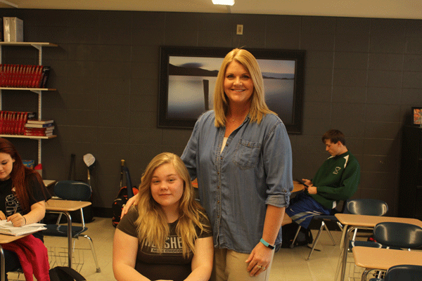 Freshman LeeAnn Rozzel and mathematics teacher Jowell Roellig  portray a perfect student/teacher relationship. Roellig taught Rozzel algebra  last year and Rozzel still thinks of her as a go -to mentor. 
