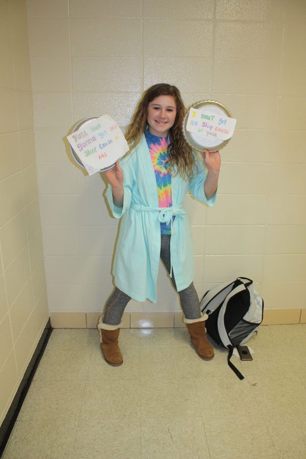 Sophomore Kylee Fajen dresses as Tanisha; a woman famous for her anger displayed on the reality TV show Bad Girls Club. Fajens pans read the famous lyrics of Tanishas meltdown.