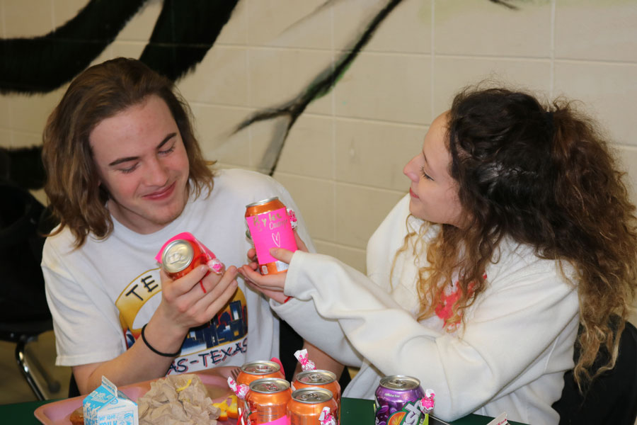 Juniors Chance Thirstrup and Rylee Pals exchange Crushes during their lunch shift. Thirstrup and Pals have been dating for a little over ten months now and have already expressed their appreciation for each other through various gifts.