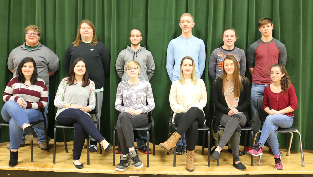 The 2018 Echoes Ball candidates are ready to celebrate at the Saturday, March 10 dance from 8 to 11 p.m. Candidates include (back row) seniors Logan Neth, King Archer, Eric Meldrum, juniors Jesse Johnson, Chance Thirstrup and Maleek Porter; (front row) seniors Kylee Myers, Zoe Eledge and Molly Baumhoff and juniors Ally Estes, Suzy Cortright and Autumn Long.