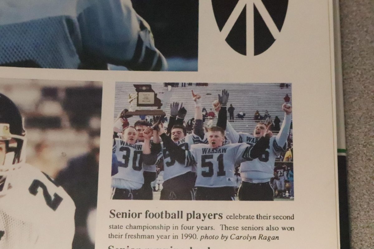The 1993 football team seniors celebrate winning the state championship.  It was their second state championship for the seniors.