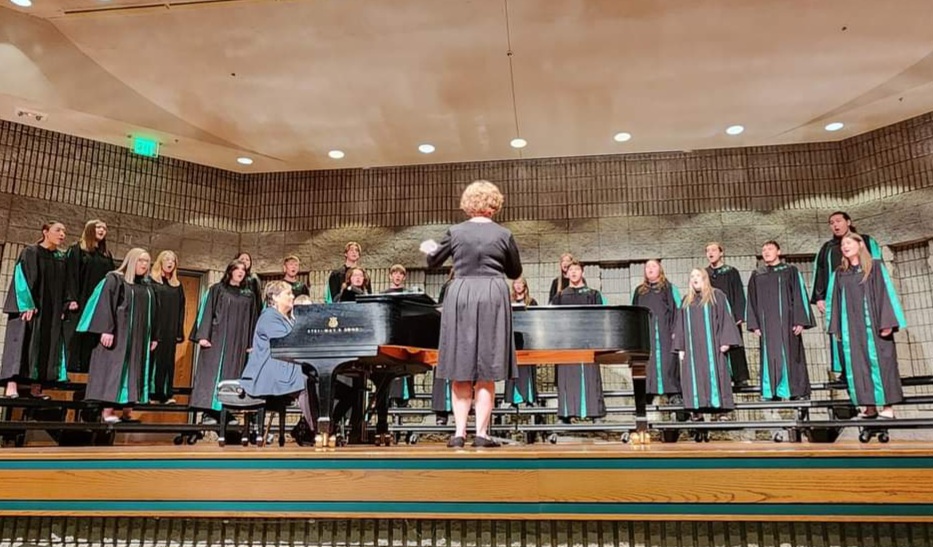Madrigal chamber choir performs contest pieces at SBU on April 12. Both Madrigal and Women’s Choir earned “exemplary” state ratings. 