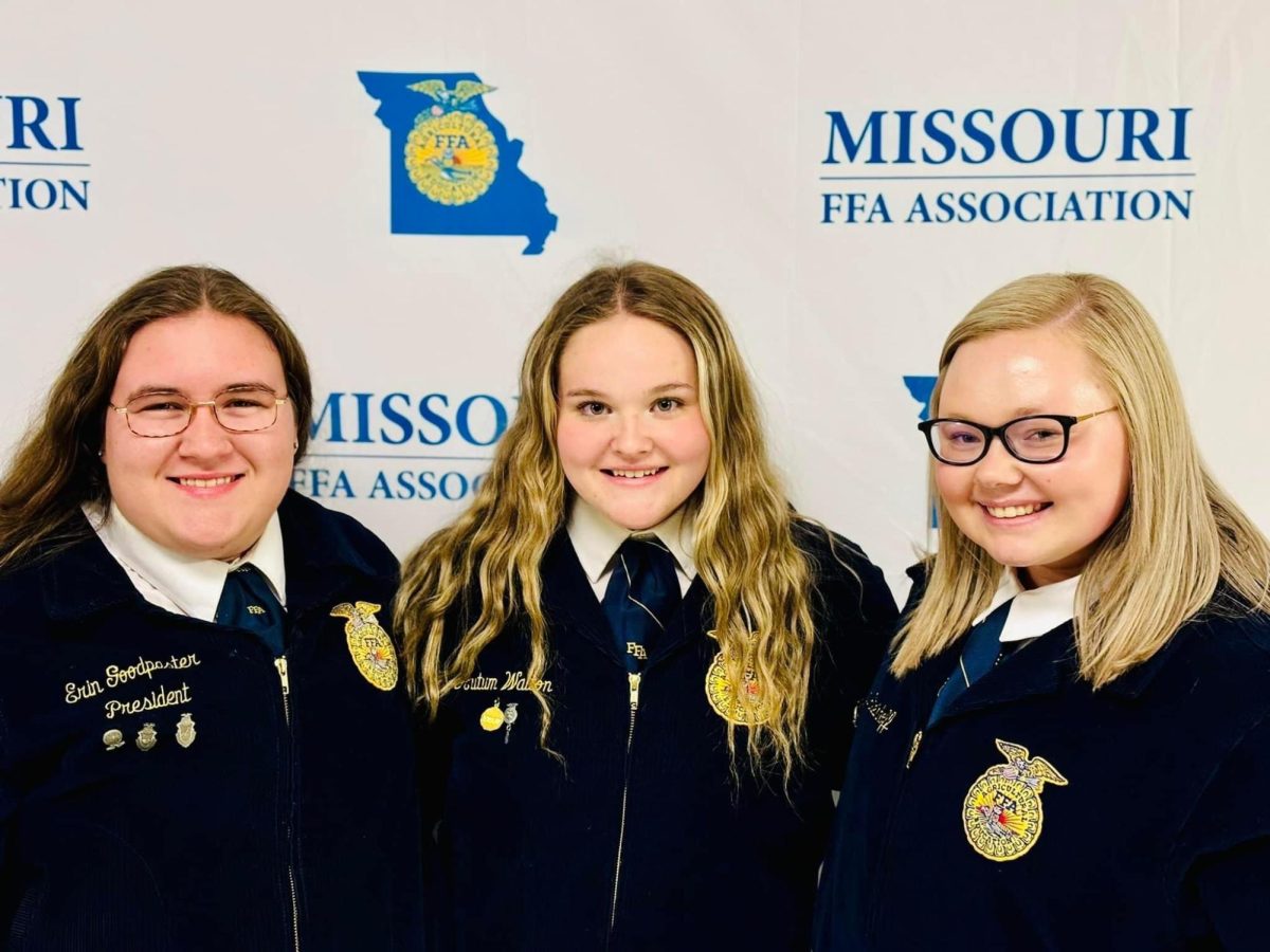 Seniors Erin Goodpaster, Autum Walton and Dallas Steinhoff attended FFA State Convention and were awarded with State FFA Degrees on April 19. “I am excited to accept this award,” Goodpaster said.