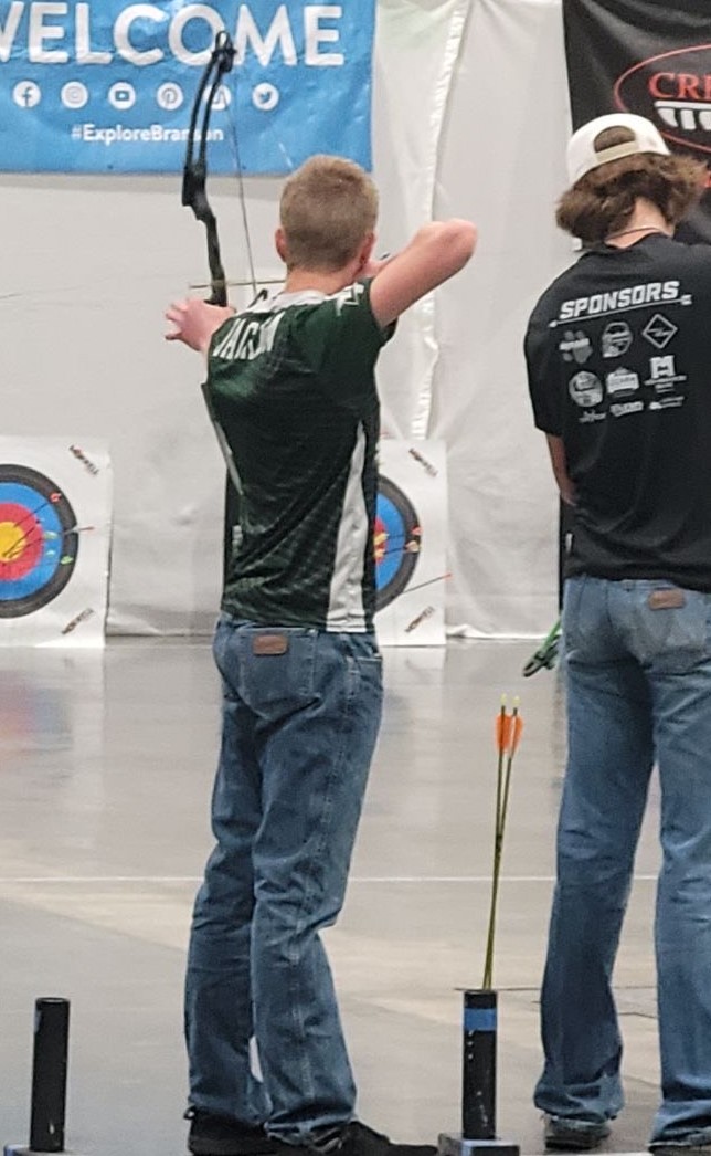 Sophomore Wesley Jackson takes aim at a bullseye. Jackson shot at the state competition this season. 