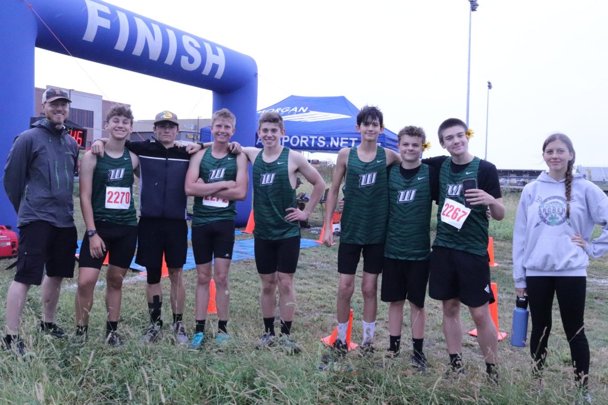 The XC team met at Smith Cotton where junior Wesley Jackson placed ninth and senior Jaxon Deckard placed 14th. Both received medals. Left side; Coach Ehren Banfield, Brayden Henderson, Kaleb Ragle, Wesley Jackson and Jaxon Deckard. Right side; Kaylee Jackson, Romon Sabella, Brody Boggs, and Skyler Illingworth

