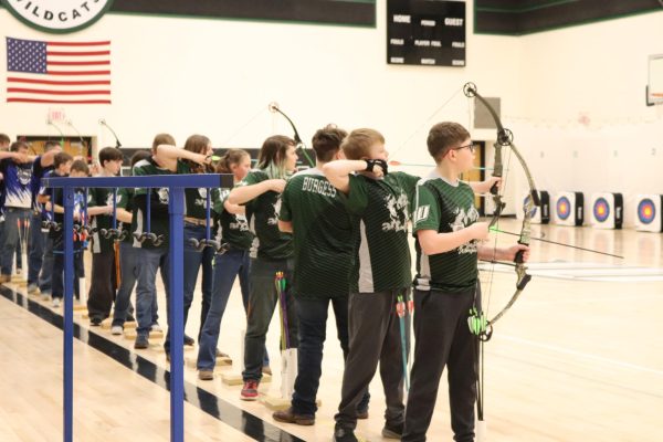 The high school and middle school archery teams shoot together against five different schools on Jan. 16. The high school ranked second with a score of 3,052 points.  