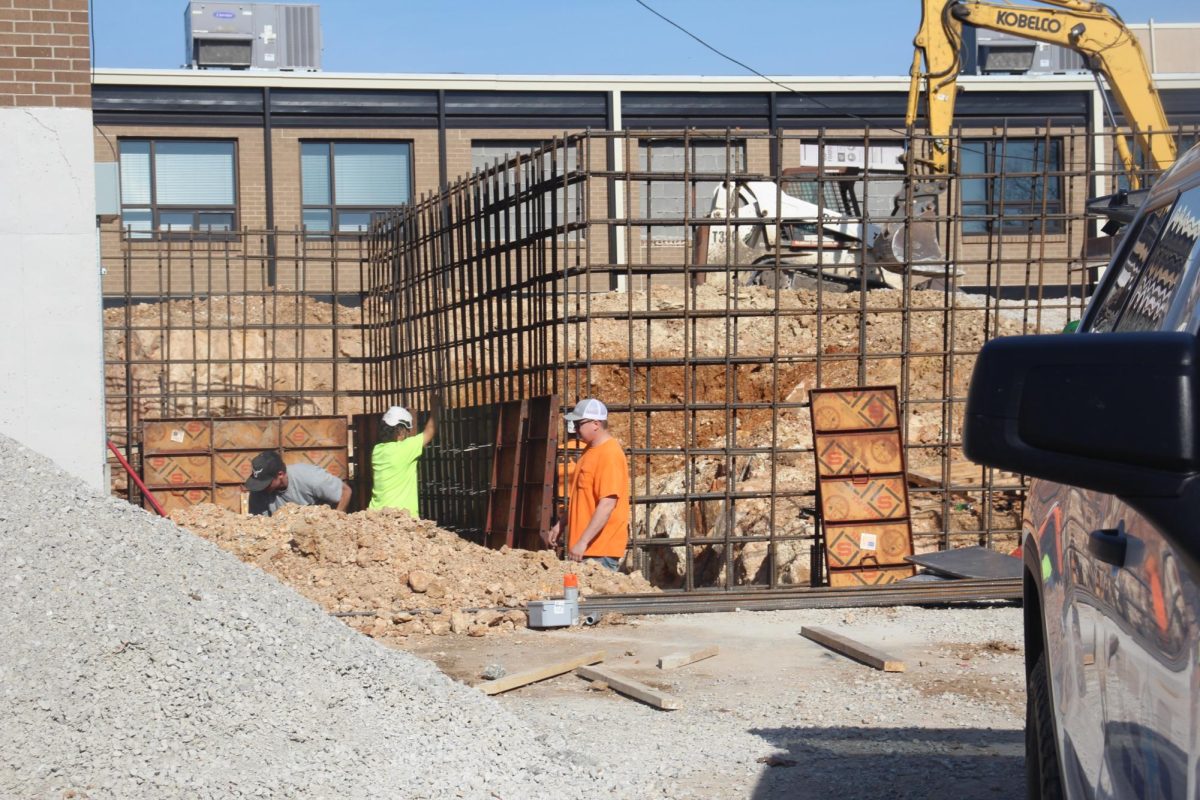 Construction workers are preparing the foundation for the WHS addition. The addition will contain science and art classrooms.

